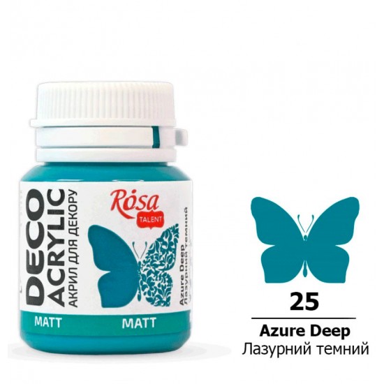 Акрил для декору, Лазурний темний, матовий, 20 мл, ROSA TALENT