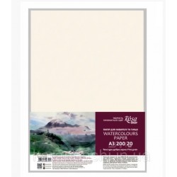 Папір для акварелі, пакет, А3 (29,7х42см), 20арк, Дрібне зерно, 200г/м2, ROSA Studio Папір для акварелі, пакет, А3 (29,7х42см), 20арк, Дрібне зерно, 200г/м2, ROSA Studio