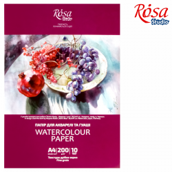 Папка для акварелі Натюрморт А4 (21х29,7см), 10арк, Дрібне зерно, 200г/м2, ROSA Studio Папка для акварелі Натюрморт А4 (21х29,7см), 10арк, Дрібне зерно, 200г/м2, ROSA Studio