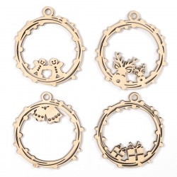 Набір заготовок „Новий Рік“ 5, 8х9см, 4шт., фанера, ROSA Talent Набір заготовок „Новий Рік“ 5, 8х9см, 4шт., фанера, ROSA Talent