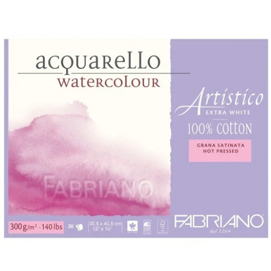 Склейка для акварелі Artistico EXTRA WHITE 31х41см, 300г/м2, 20л., дрібне зерно, Fabriano Склейка для акварелі Artistico EXTRA WHITE 31х41см, 300г/м2, 20л., дрібне зерно, Fabriano