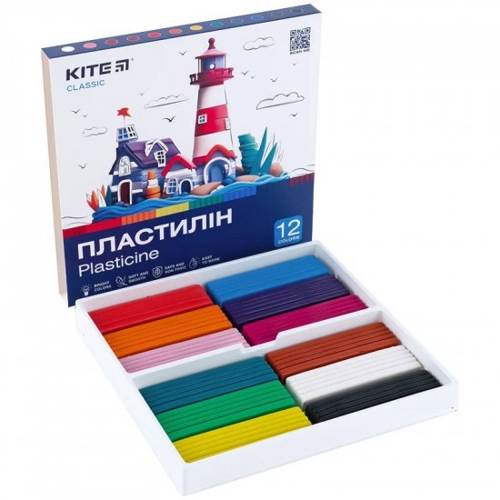 Пластилін, 12 кольорів, 240 г. Kite Classic Пластилін, 12 кольорів, 240 г. Kite Classic