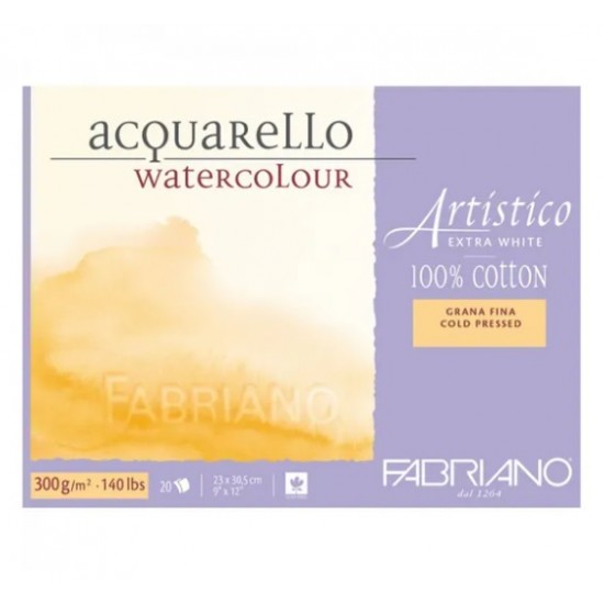 Склейка для акварелі Artistico EXTRA WHITE 23х30,5см, 300г/м2, 20л, середнє зерно, Fabriano Склейка для акварелі Artistico EXTRA WHITE 23х30,5см, 300г/м2, 20л, середнє зерно, Fabriano