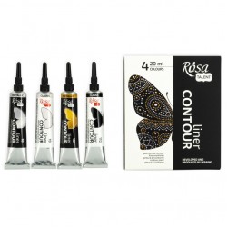 Набір контурів універсальних, класичні кольори, 4*20 мл, ROSA Talent Набір контурів універсальних, класичні кольори, 4*20 мл, ROSA Talent