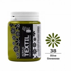 Фарба акрилова для тканин, Оливкова (38), 80мл, ROSA Talent