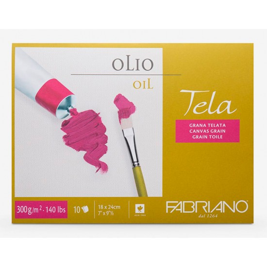 Склейка для олії Tela, 18х24 см, 300 г/м2, 10 л, Fabriano Склейка для олії Tela, 18х24 см, 300 г/м2, 10 л, Fabriano