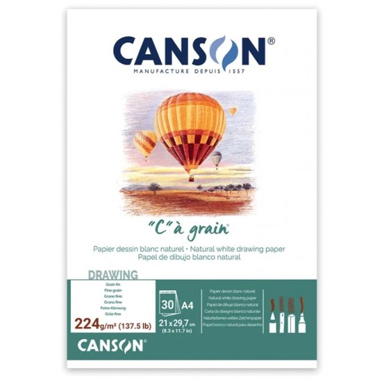 Canson Склейка для ескізів та рисунку CÀGRAIN, А4 (21*29,7см), 224г/м2, 30л, білий папір