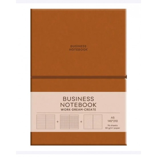 Зошит Business, А5/96 арк., у лінію, PU, м'яка палітурка, кремовий блок, 80г/м2, A5-7135Brown Зошит Business, А5/96 арк., у лінію, PU, м'яка палітурка, кремовий блок, 80г/м2, A5-7135Brown