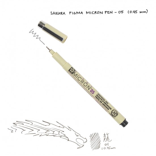 Лінер PIGMA Micron (0.5), 0,45мм, Чорний, Sakura