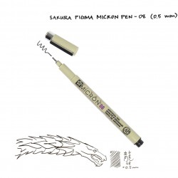 Лінер PIGMA Micron (0.8), 0,5мм, Чорний, Sakura Лінер PIGMA Micron (0.8), 0,5мм, Чорний, Sakura