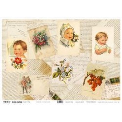 Папір рисовий для декупажу, Листівки у стилі антик, 35*50см