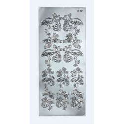 Наклейка "Лелека з дитиною", 10*23 см, срібна, JEJE Наклейка "Лелека з дитиною", 10*23 см, срібна, JEJE