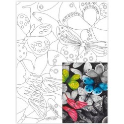 Полотно на картоні з контуром, Метелики №1, 30*40, бавовна, акрил, ROSA START