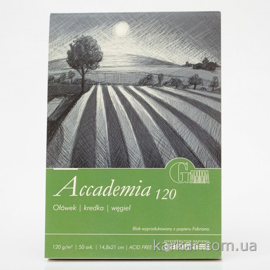 Склейка для рисунка Accademia (120), 14,8*21 см, 120г/м, 50 л., GAMMA