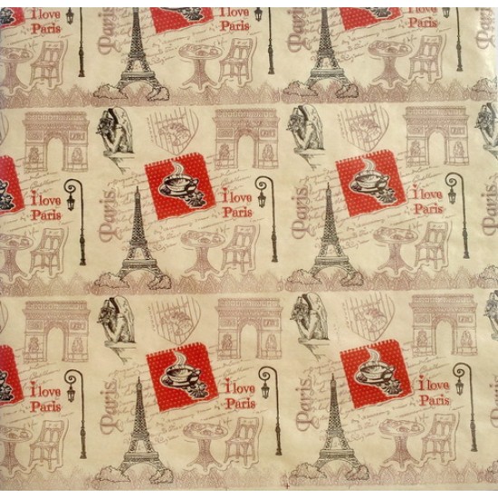 Лист крафт бумаги 30Х30 с рисунком "Париж"