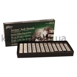 Пастель суха, проф., м'яка, 12кол., СІРИЙ, квадр., MPV-12G, MUNGYO