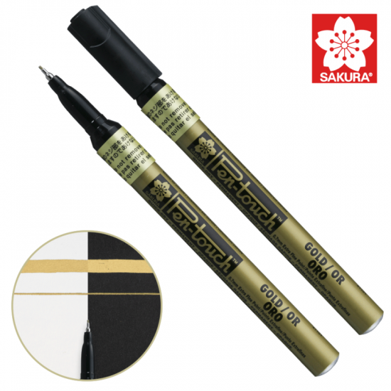 Маркер Pen-Touch Золото, тонкий (EXTRA FINE) 0.7мм, Sakura
