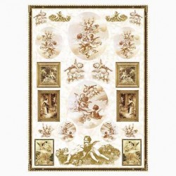 Декупажная карта 50х70  Ангелы (сепия монохром)