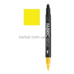 Маркер Жовтий,  д/св. тканин, двосторонній, 0,75мм, 1-2мм, 122-S, Fabric ball&Brush