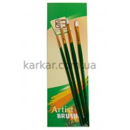 Набір пензлів 7067, синтетика круг/плос/кут. 2/1/1шт. KOLOS