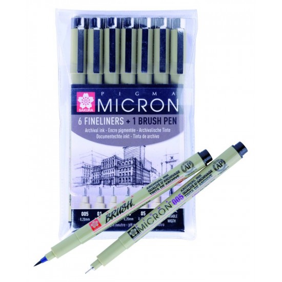Набір лінерів PIGMA Micron 6шт+PIGMA BRUSH В ПОДАРУНОК, Sakura Набір лінерів PIGMA Micron 6шт+PIGMA BRUSH В ПОДАРУНОК, Sakura