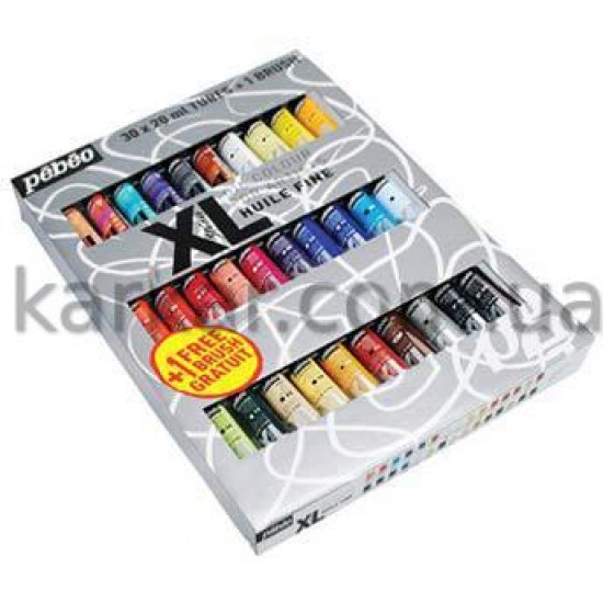 Н-р олійних фарб тонкотертих "XL" в картон.коробці (30х20мл+1пензель), Pebeo Н-р масл.красок тонкотертых "XL" в картон.коробке (30х20мл+1кисть), Pebeo