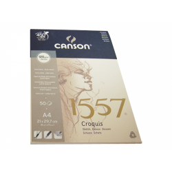 Склейка для ескізів 1557, А4 (21*29,7см), 120г/м2, 50л, білий колір, Canson Склейка для ескізів 1557, А4 (21*29,7см), 120г/м2, 50л, білий колір, Canson