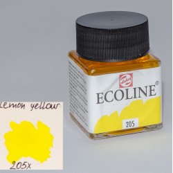205 Фарба акварельна рідка з піпеткою Ecoline, Лимонно жовтий, 30 мл, Royal Talens
