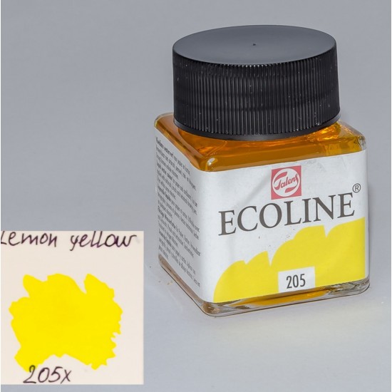 205 Фарба акварельна рідка з піпеткою Ecoline, Лимонно жовтий, 30 мл, Royal Talens